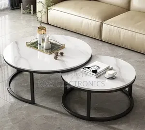 Modern Luxury 2in1 Pure Marble Nesting Tables With Black Stand