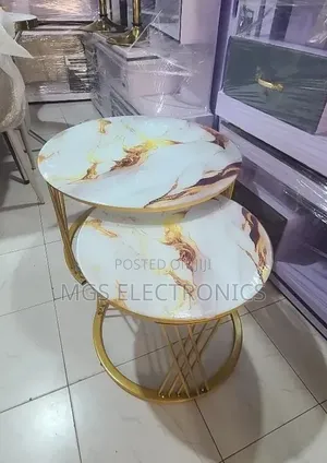 Marble Nesting Coffee Table (Glass Effect) White