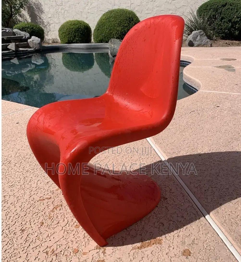Dining Chair: Red Stackable Household Stool With Sled Base