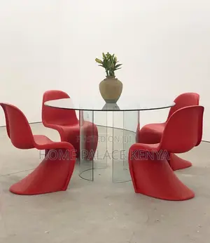 Dining Chair: Red Stackable Household Stool With Sled Base