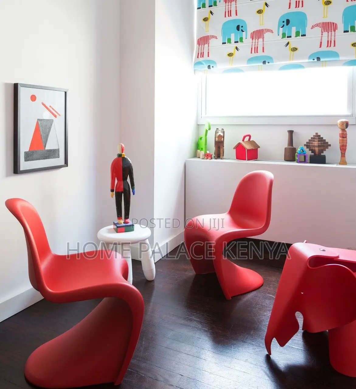 Dining Chair: Red Stackable Household Stool With Sled Base