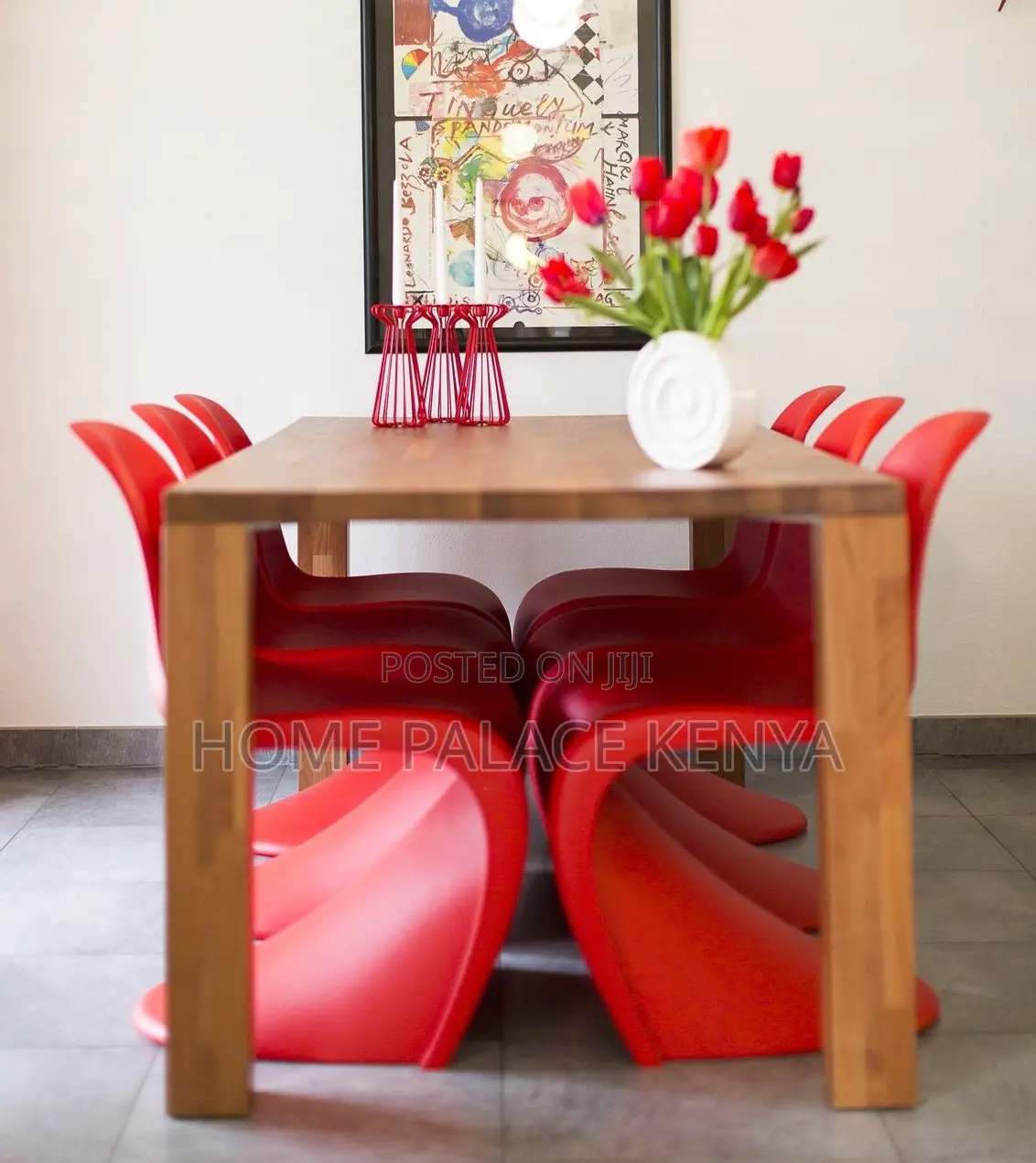 Dining Chair: Red Stackable Household Stool With Sled Base