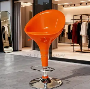 Bar Stool: Orange Plastic Bar Stool With Swivel Chrome Base
