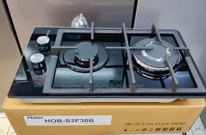 *Haier 2-Burner Built-in Cooker – Black Glass (Hob-S2f30bt)