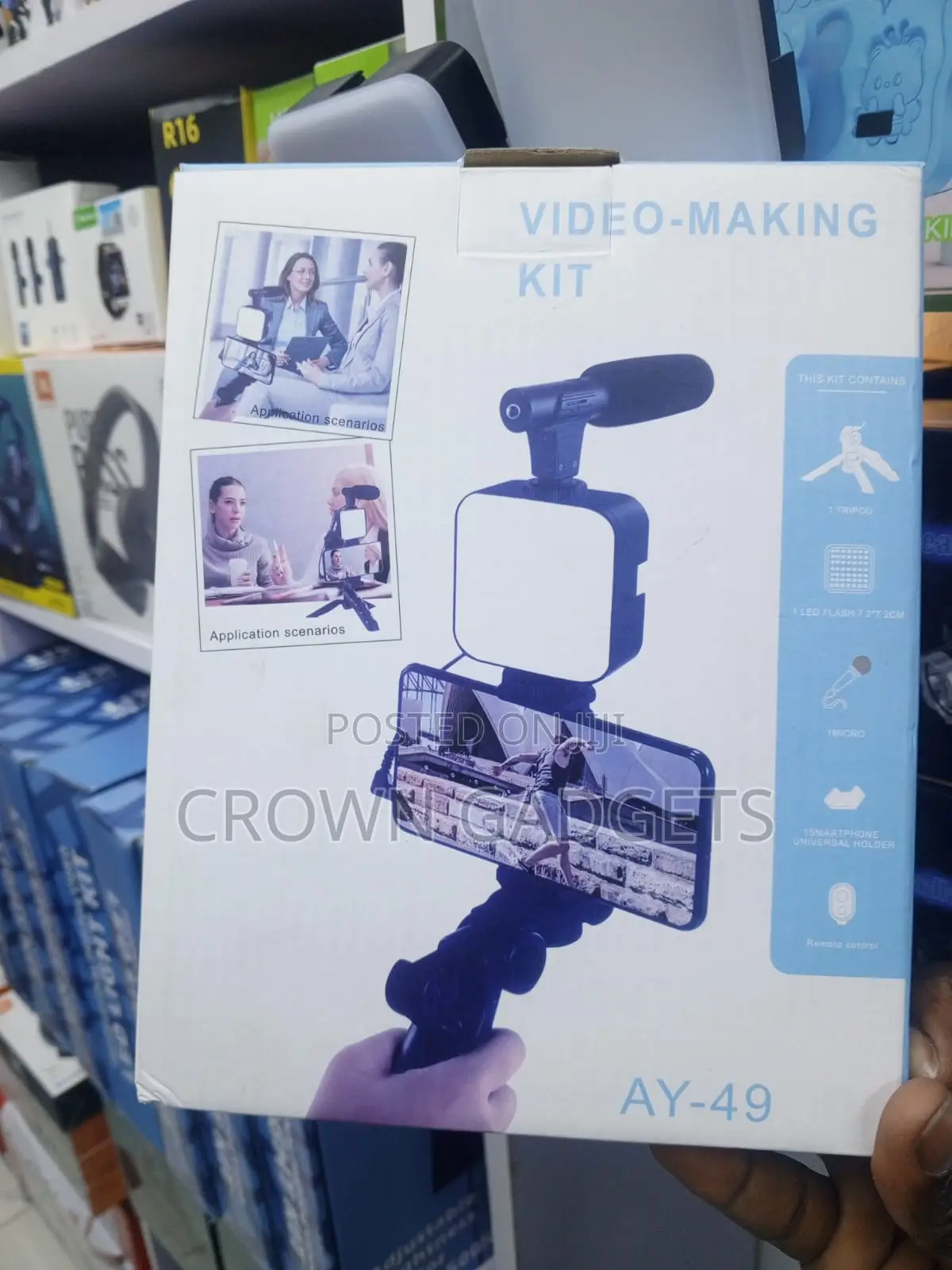 Ay-49 Vlogging Kit With Microphone Led Light And Tripod