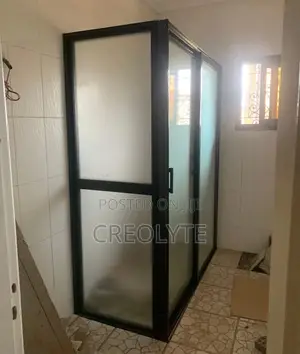 Framed Frosted Glass Shower Enclosure – Black Aluminium Frame
