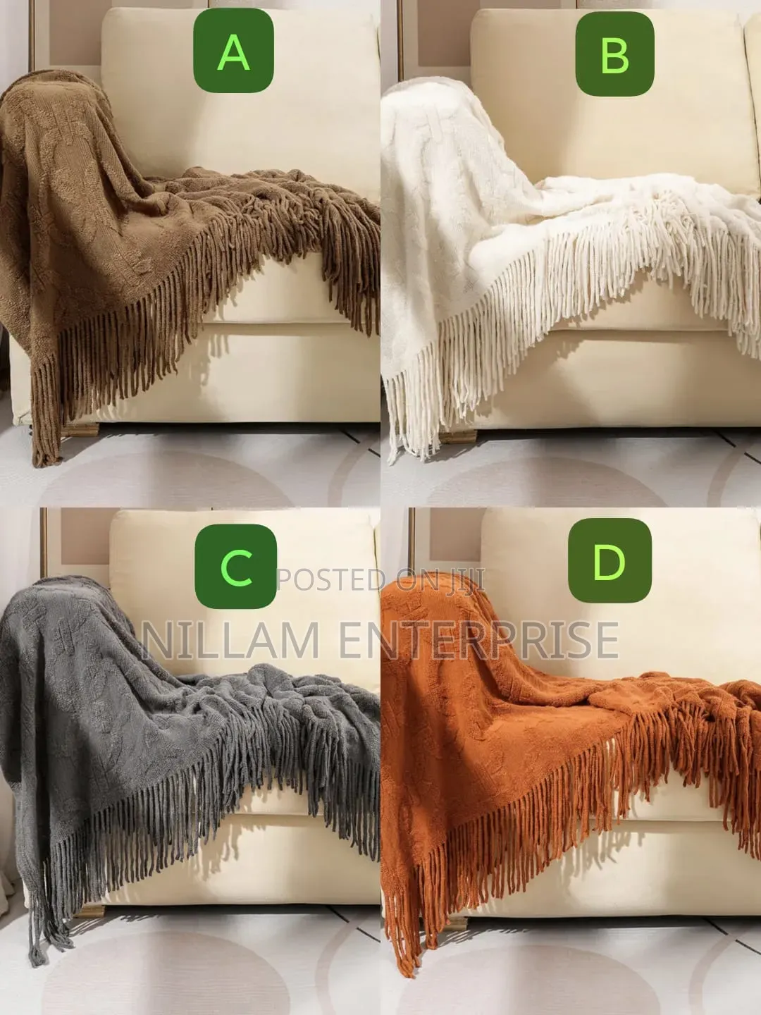 Nordic Style Sofa Throw Blanket With Tassels*