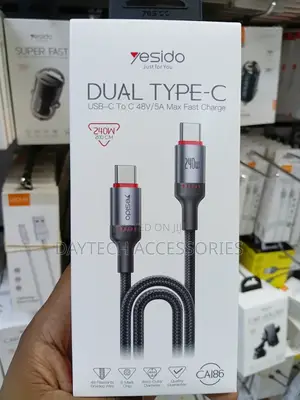 Yesido Ca186 2m 240w Type-C to Type-C Pd Fast Charging Cable - Black