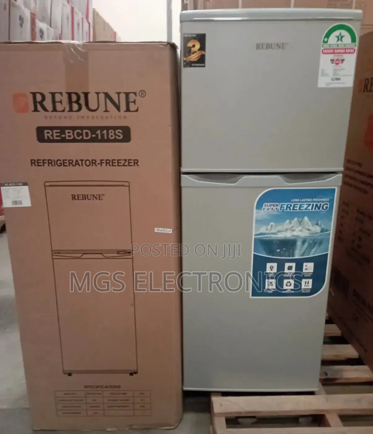 Rebune 118 Litres Double Door Refrigerator