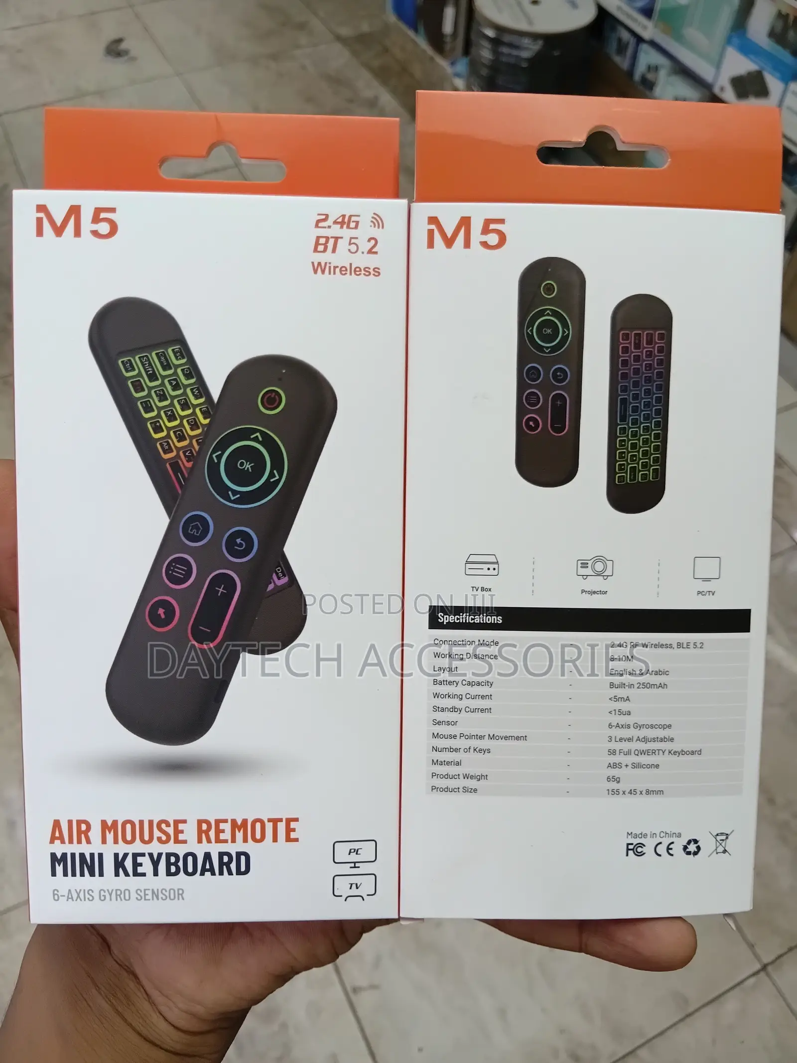 Air Bluetooth Mouse Remote + Mini Keyboard M5