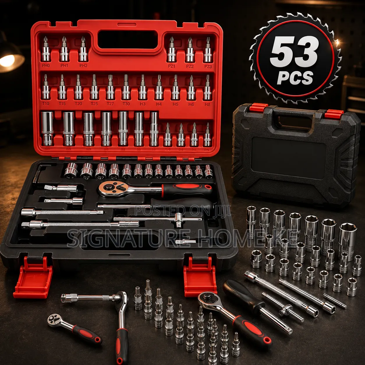 1/4" 53pc Dr Socket Spanners Tool Box Set