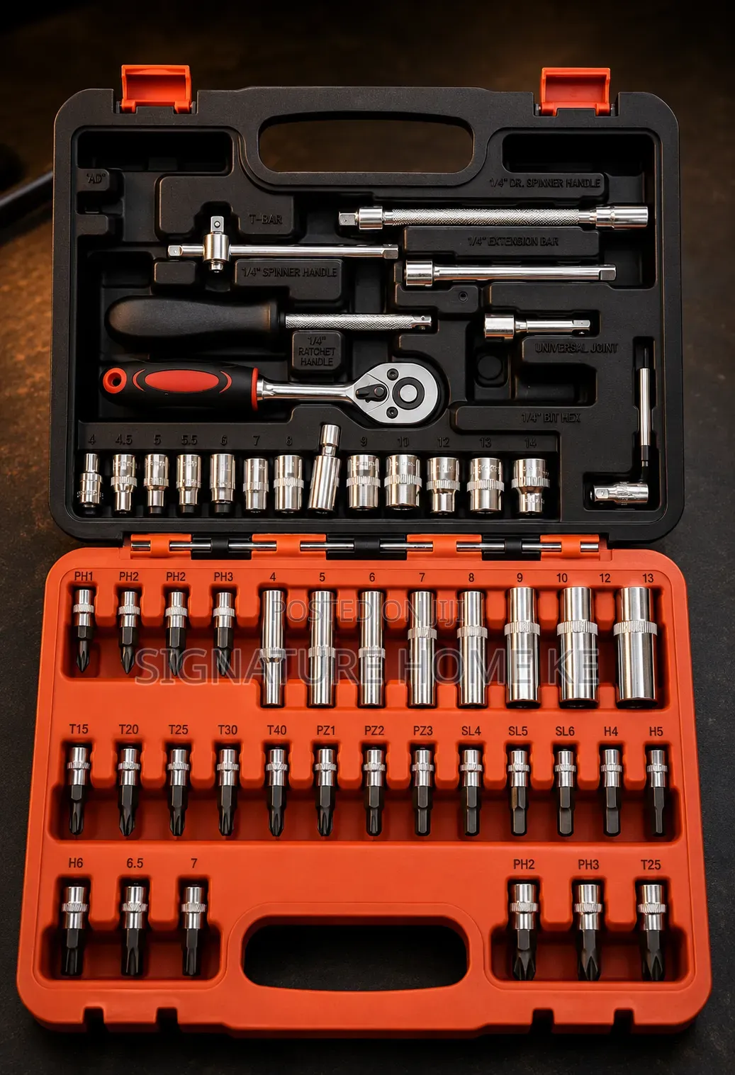 1/4" 53pc Dr Socket Spanners Tool Box Set