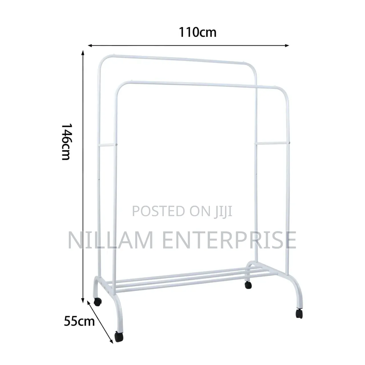 Double Pole Clothing Rack With Wheels