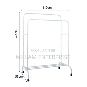 Double Pole Clothing Rack With Wheels
