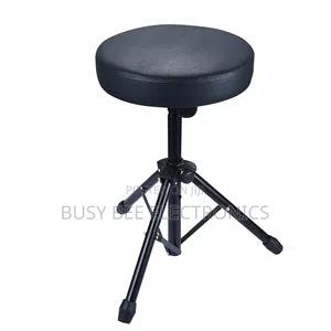 Adjustable Height Black Drum Stool