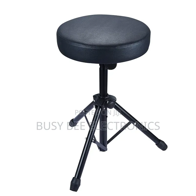 Adjustable Height Black Drum Stool