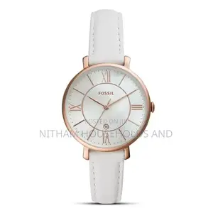 Fossil Es4579 Jacqueline White Leather Watch for Women