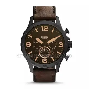Fossil Jr1487 Nate Chronograph Brown Leather Watch for Men