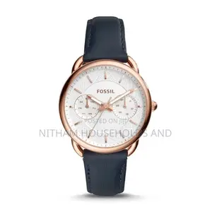 Fossil Es4260 Tailor Multifunction Navy Leather Watch for Women