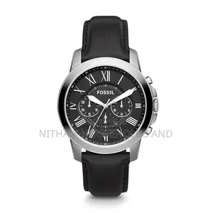 Fossil Fs4812 Grant Quartz Chronograph Black Leather Watch