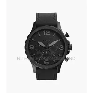 Fossil Jr1354 Nate Chronograph Black Leather Watch for Men