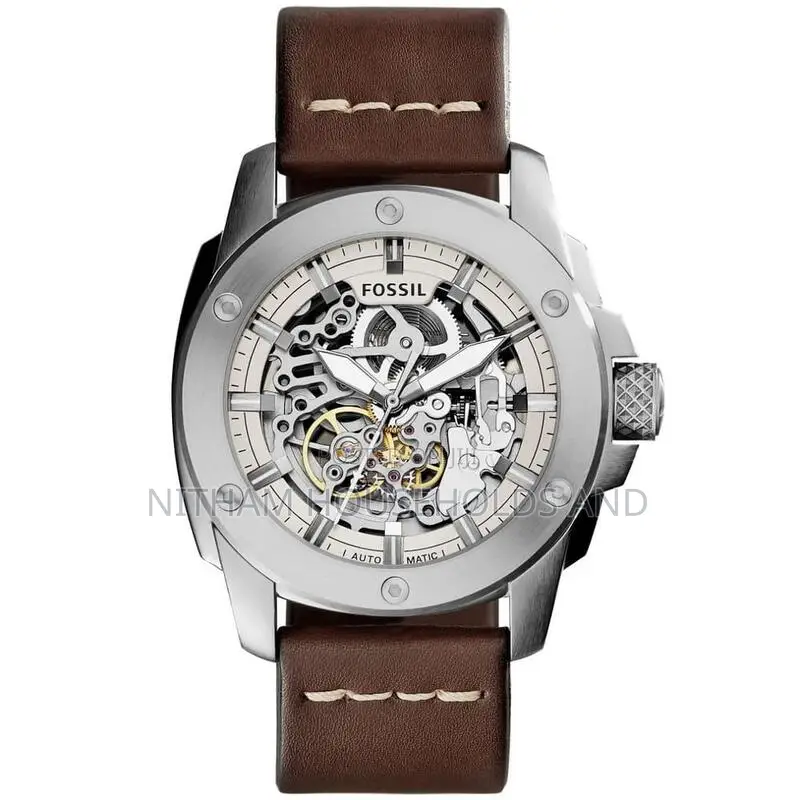 Fossil Me3083 Machine Automatic Brown Leather Watch for Men
