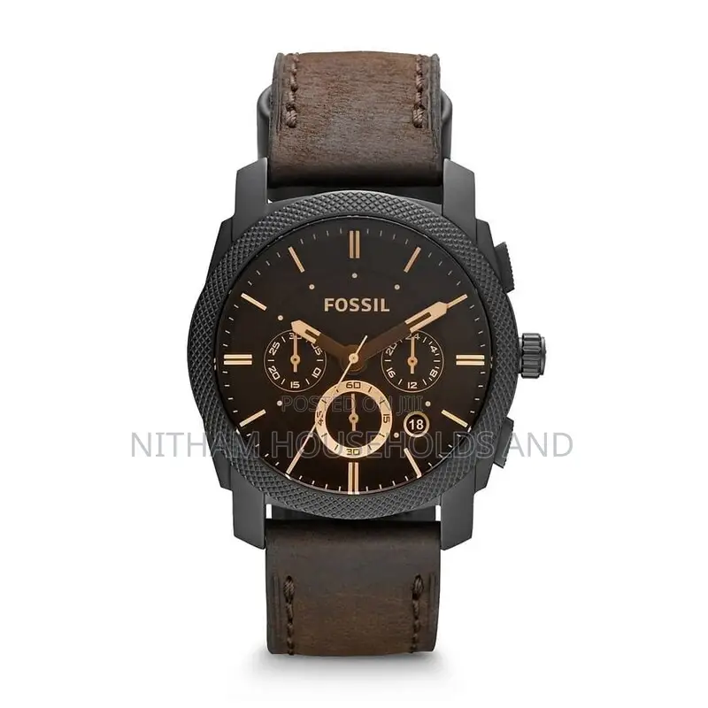 Fossil Fs4656 Machine Chronograph Brown Leather Watch for Men