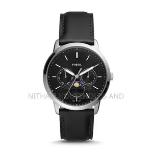 Fossil Fs5904 Neutra Moonphase Black Leather Watch