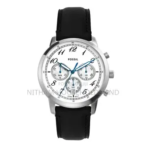 Fossil Fs6023 Neutra Chronograph Black Leather Watch for Men