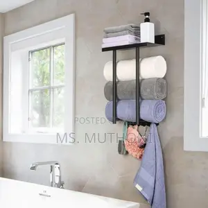 Space Saving Wall Mounted Bathroom Towel Storage Rack
