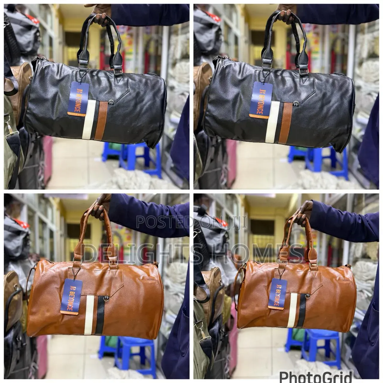 Stylish Leather-Look Duffle Bag_yu