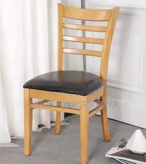 Home Chair: Armless Leather Padded Vintage Wooden Chair
