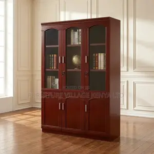 3-Door Red Mahogany Executive Cabinet.