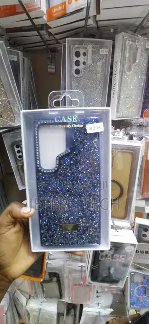 Samsung Galaxy S23 Ultra Blue and Silver Glitter Finish Case