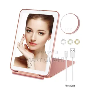 Rechargeable Led Travel Tablet Vanity Mirror Pink