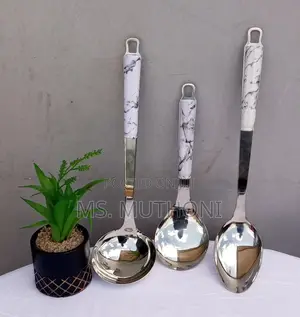 3 PCS Heavy Gauge Gold / Silver Stainless Cooking/ Serving Spoons