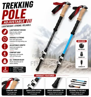 Adjustable Trekking Poles Lightweight Hiking Walking Sticks Pair