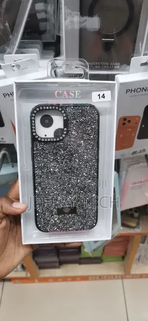 iPhone 14 Pro Black Rhinestone-Encrusted Finish,Cover