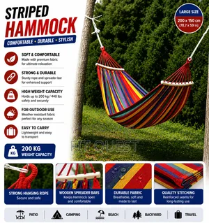 Striped Outdoor Hammock Heavy Duty Camping Garden Relaxation Swing