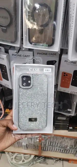 iPhone 11 High-Density Style Shimmering Silver Glitter Backboard