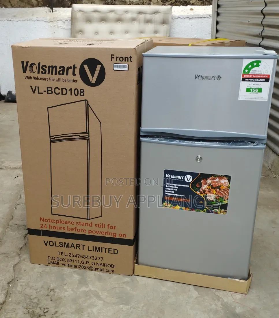 Volsmart 108l Double Door Fridge With Freezer Compartment