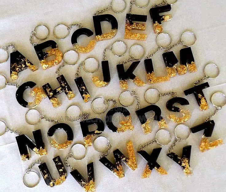 Handmade Epoxy Resin Alphabet Keychain