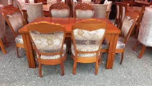 6-Seater Antique Wooden Dining Set With Ornate Chairs