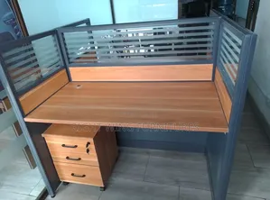 Brown Two Way Working Station With Its Drawers