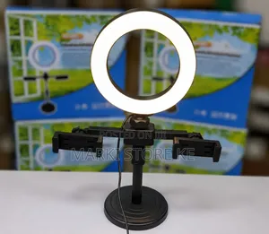 Desktop Ring Light With Dual Phone Holders
