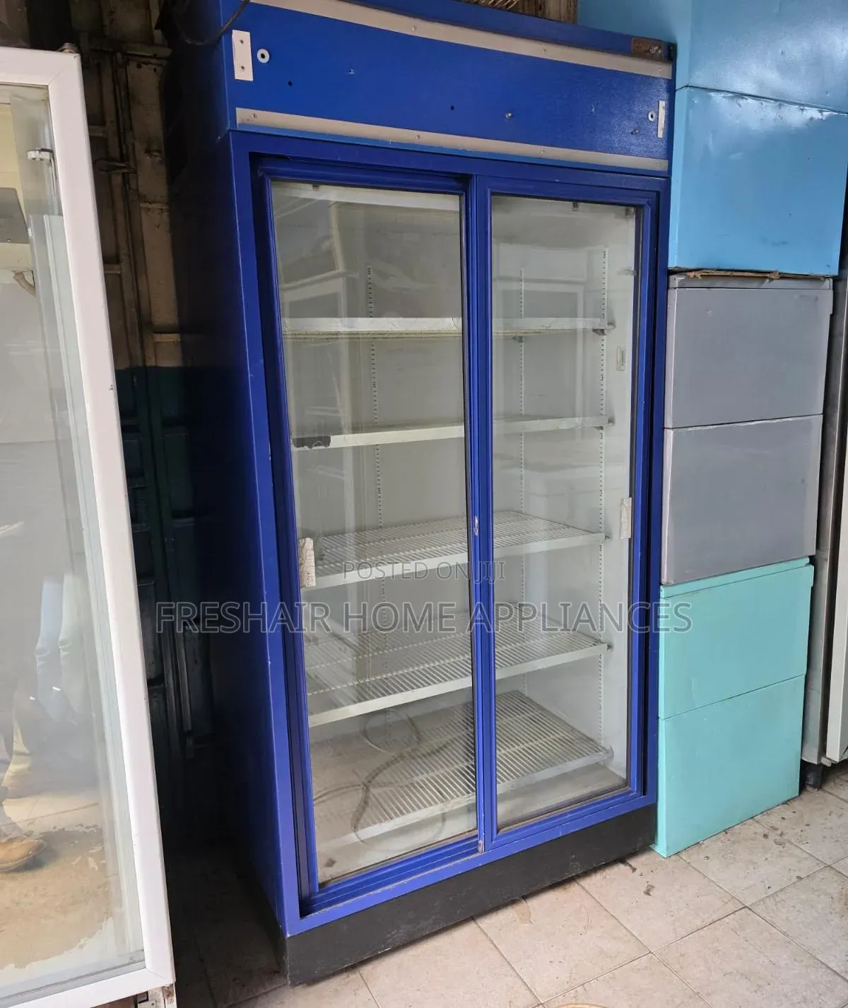 Blue 2 Door Display Refrigerator