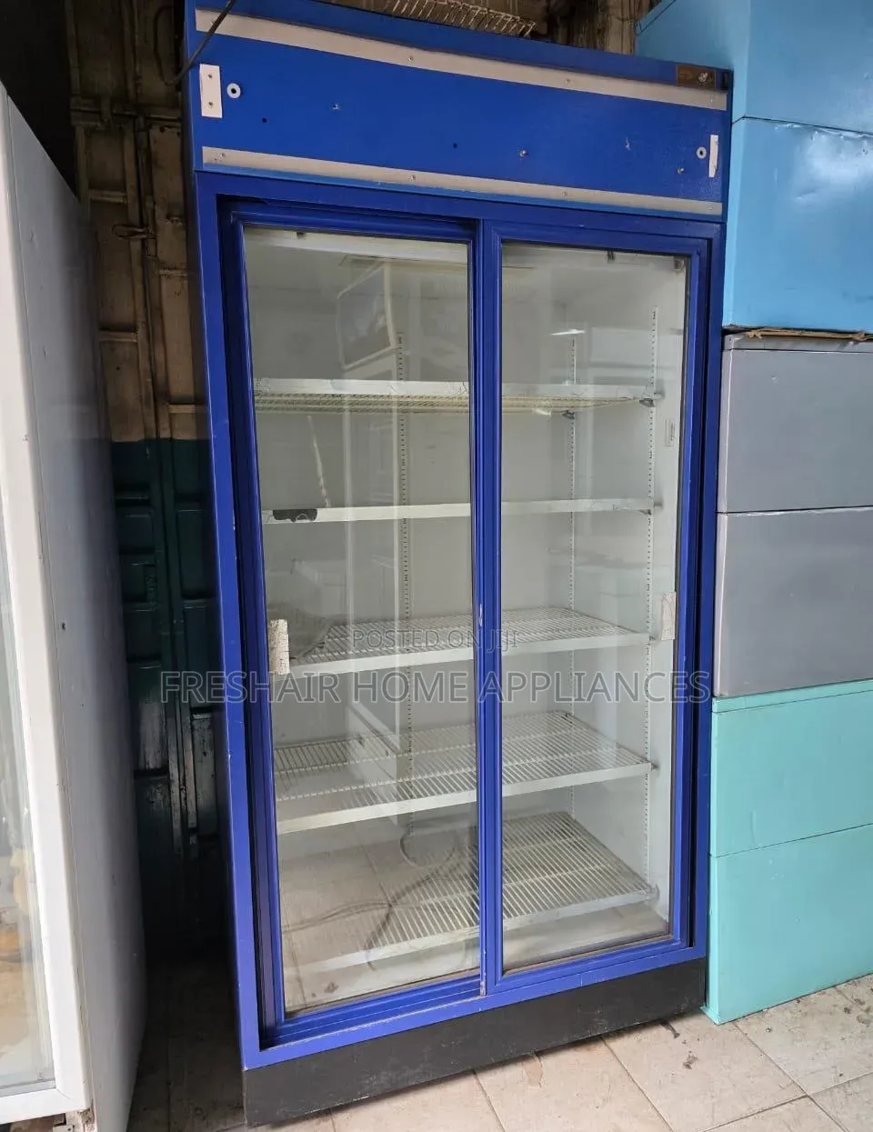 Blue 2 Door Display Refrigerator