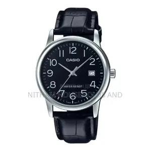 Casio MTP-V002l-1b Black Leather Strap Watch for Men