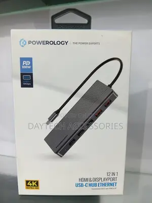 Powerology 12-in-1 Usb-C Hub (P121hbcgy) an Aluminum Docking Station