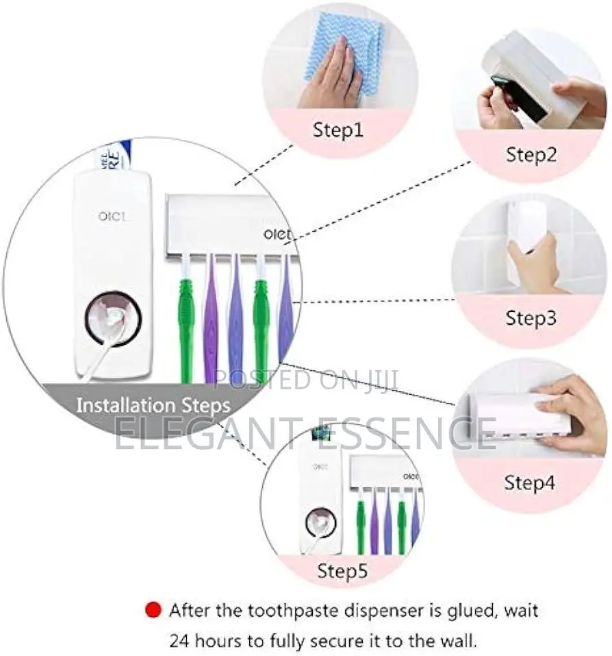 Toothpaste Dispenser Wall-Mounted Toothbrush Holder